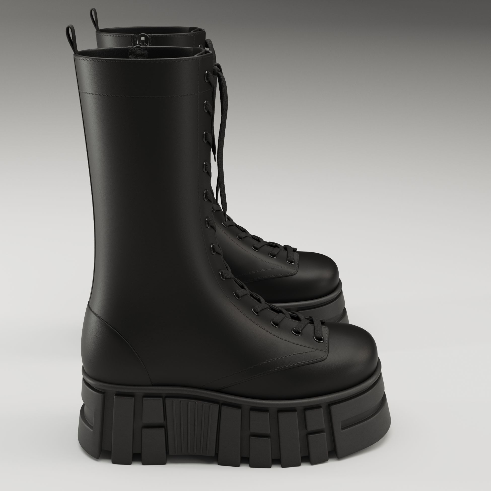 Battle boots on high platform collection Low-poly 3D model_16