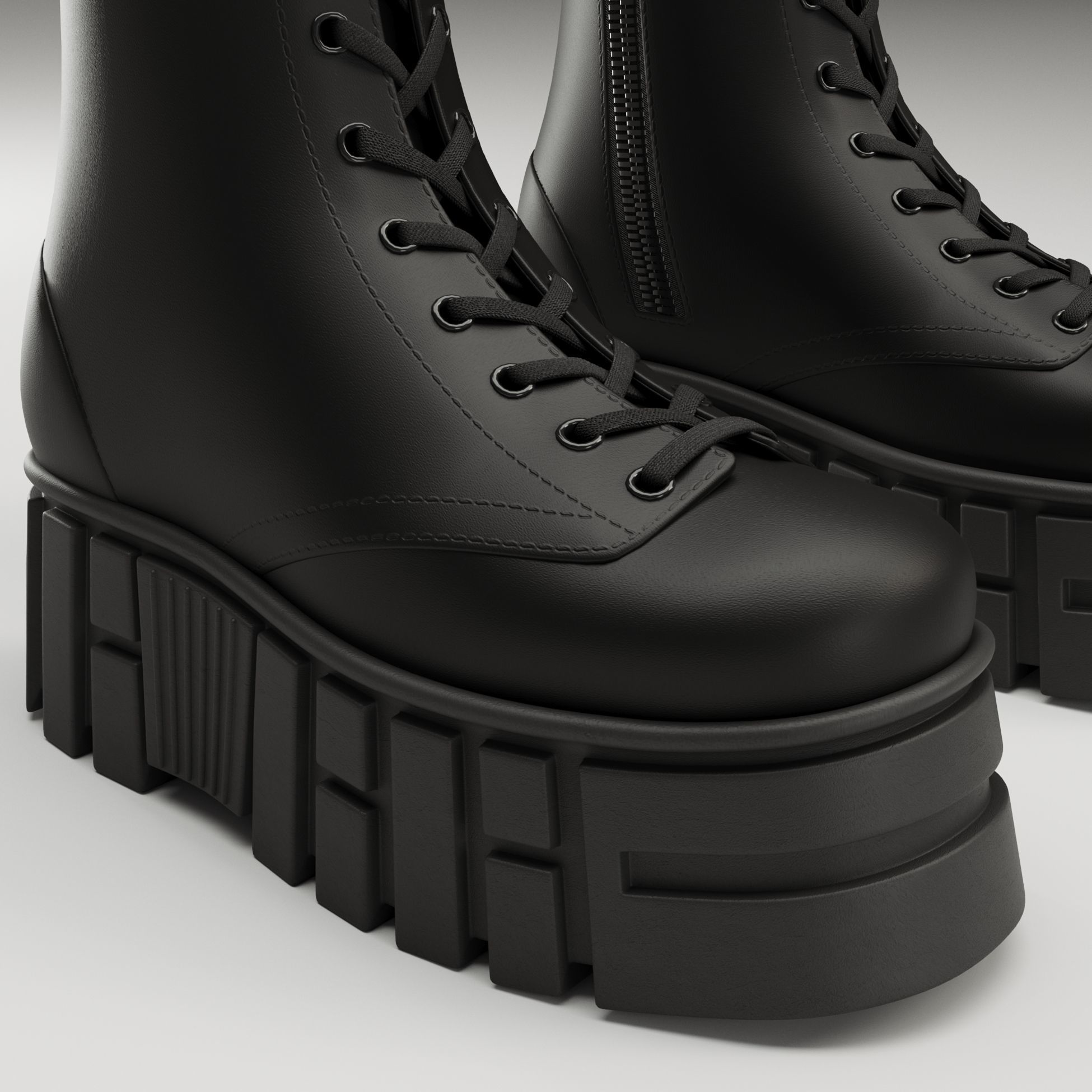 Battle boots on high platform collection Low-poly 3D model_12
