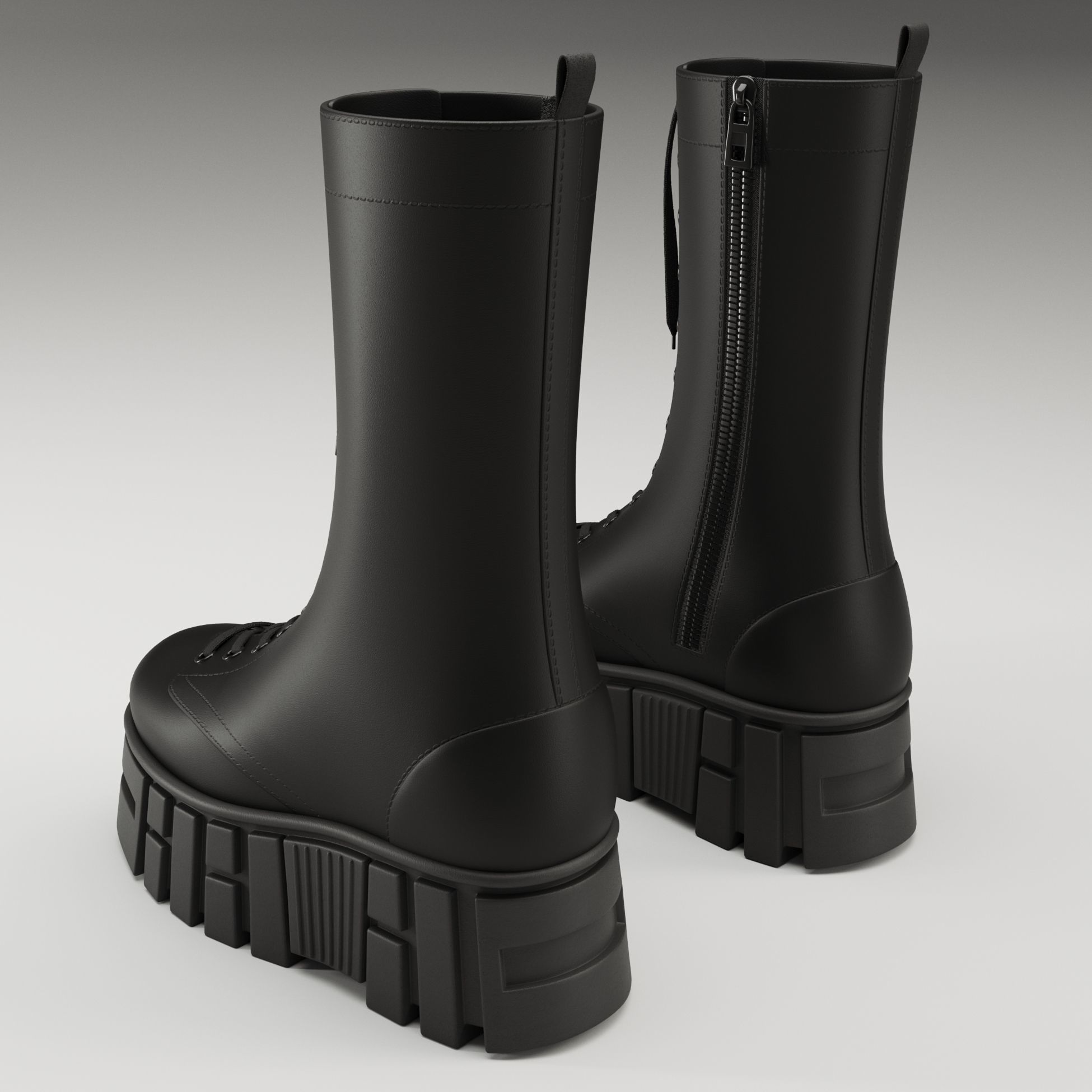 Battle boots on high platform collection Low-poly 3D model_27