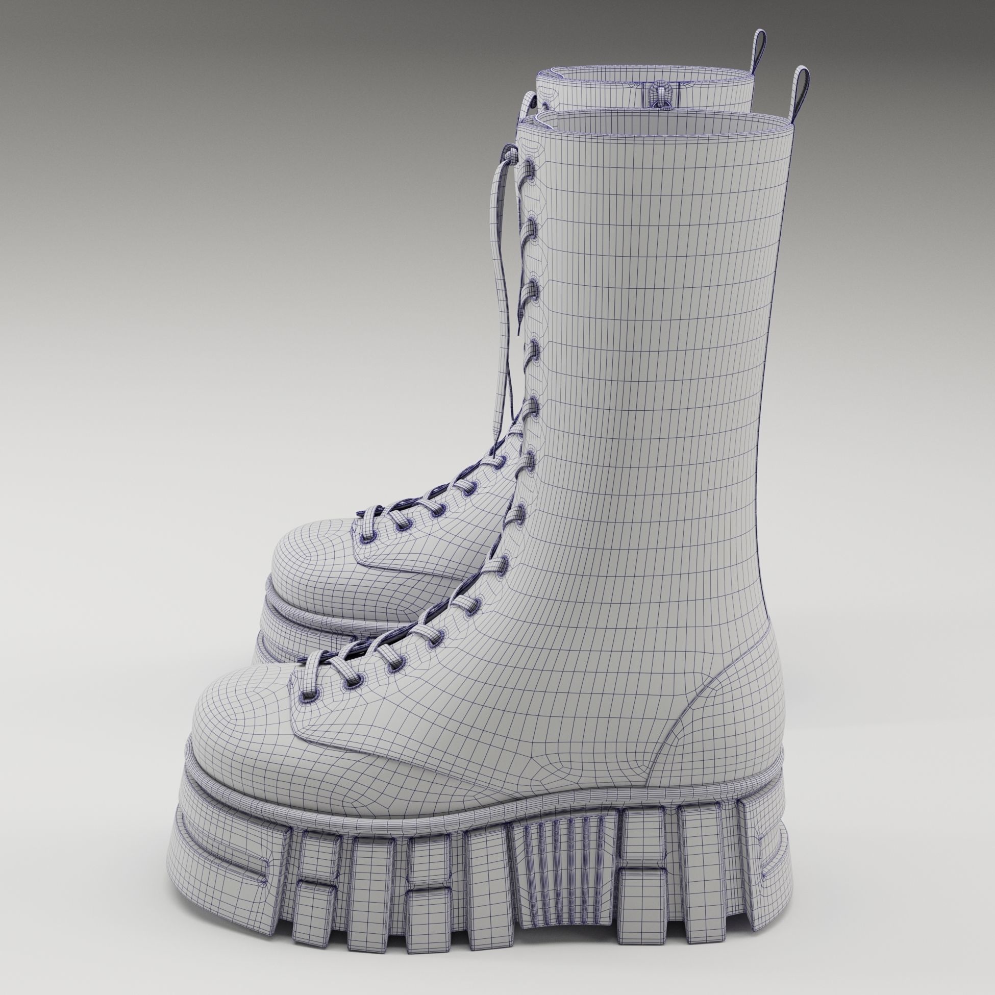 Battle boots on high platform collection Low-poly 3D model_42