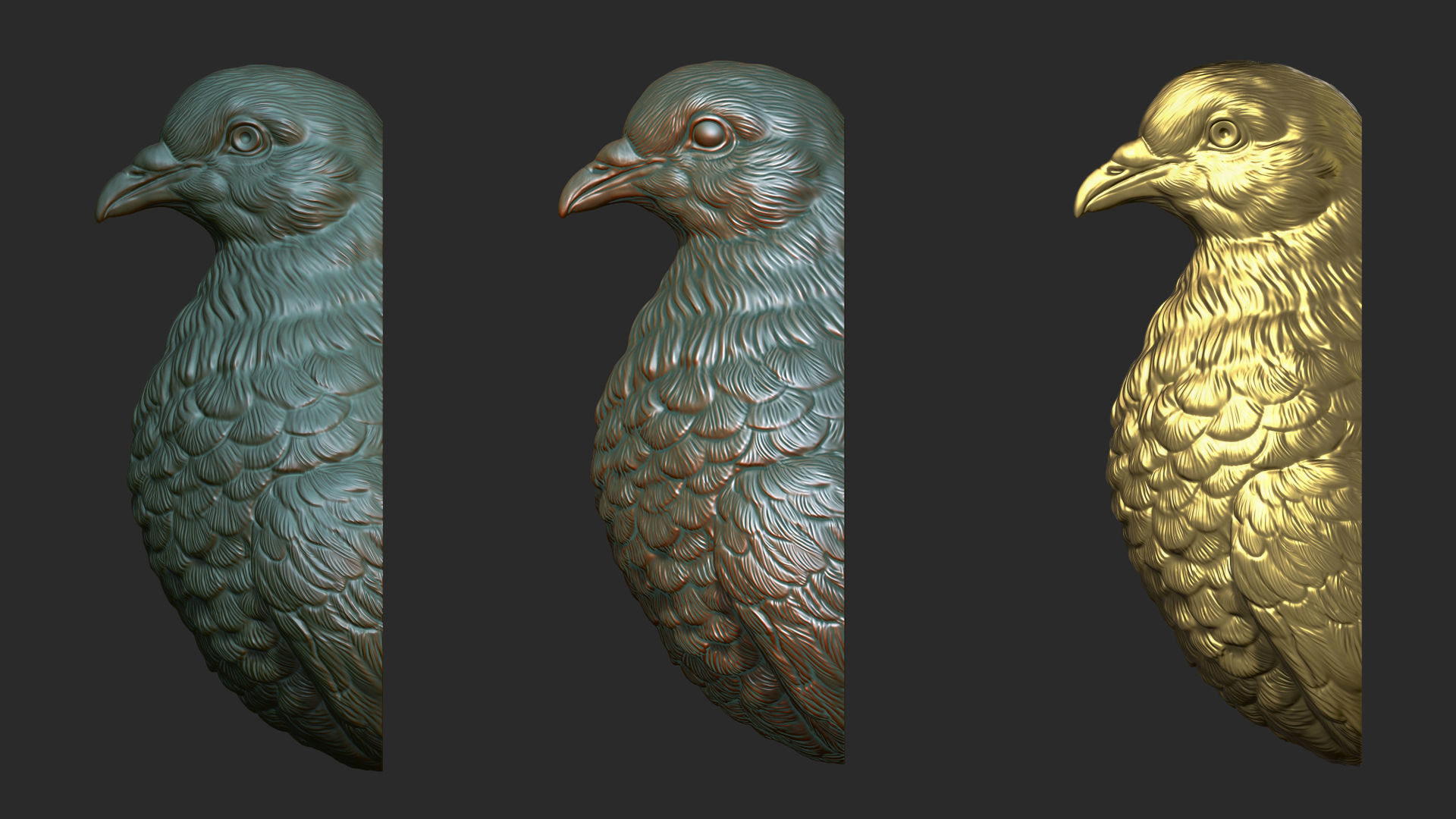 Pigeon bust 3D print model_9