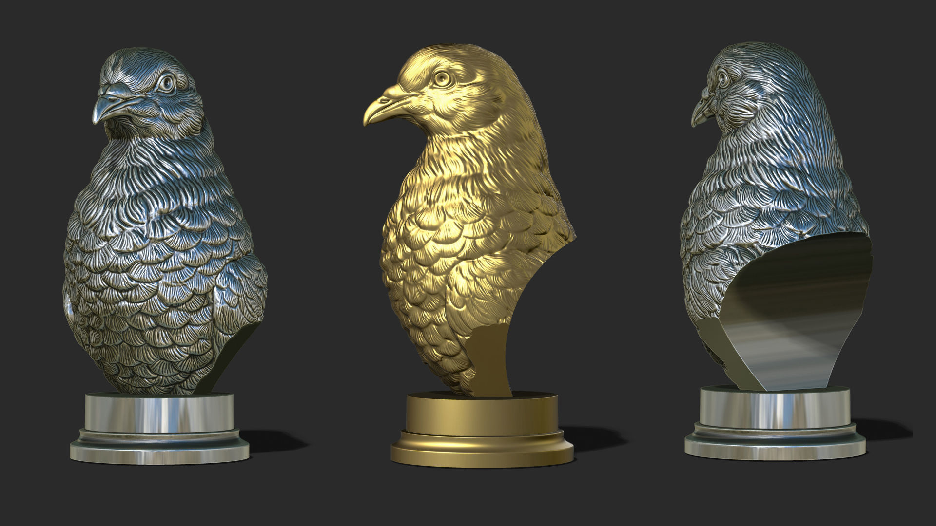 Pigeon bust 3D print model_17