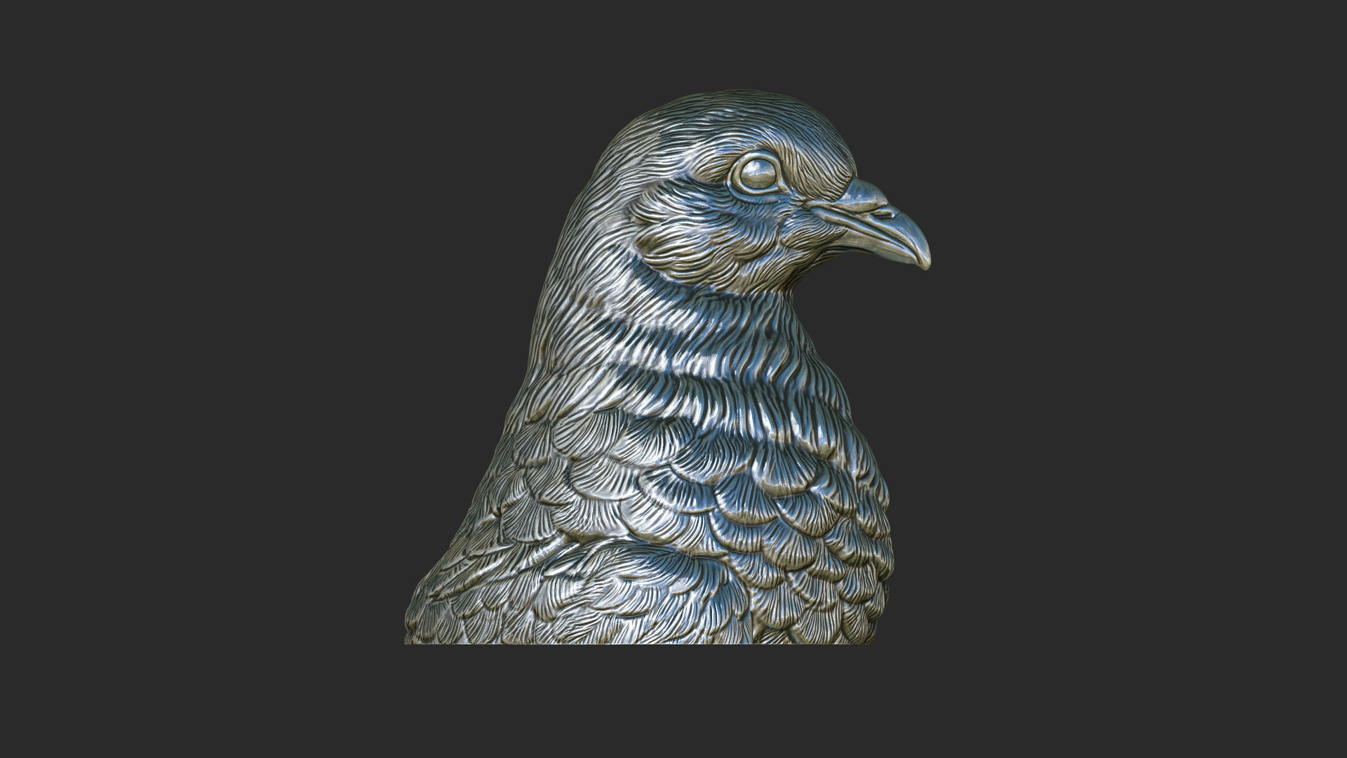 Pigeon bust 3D print model_4