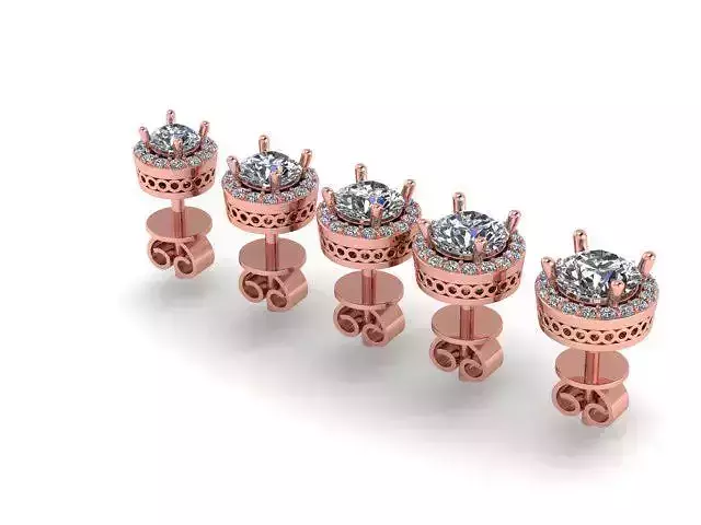 Set of 5 round diamond earrings