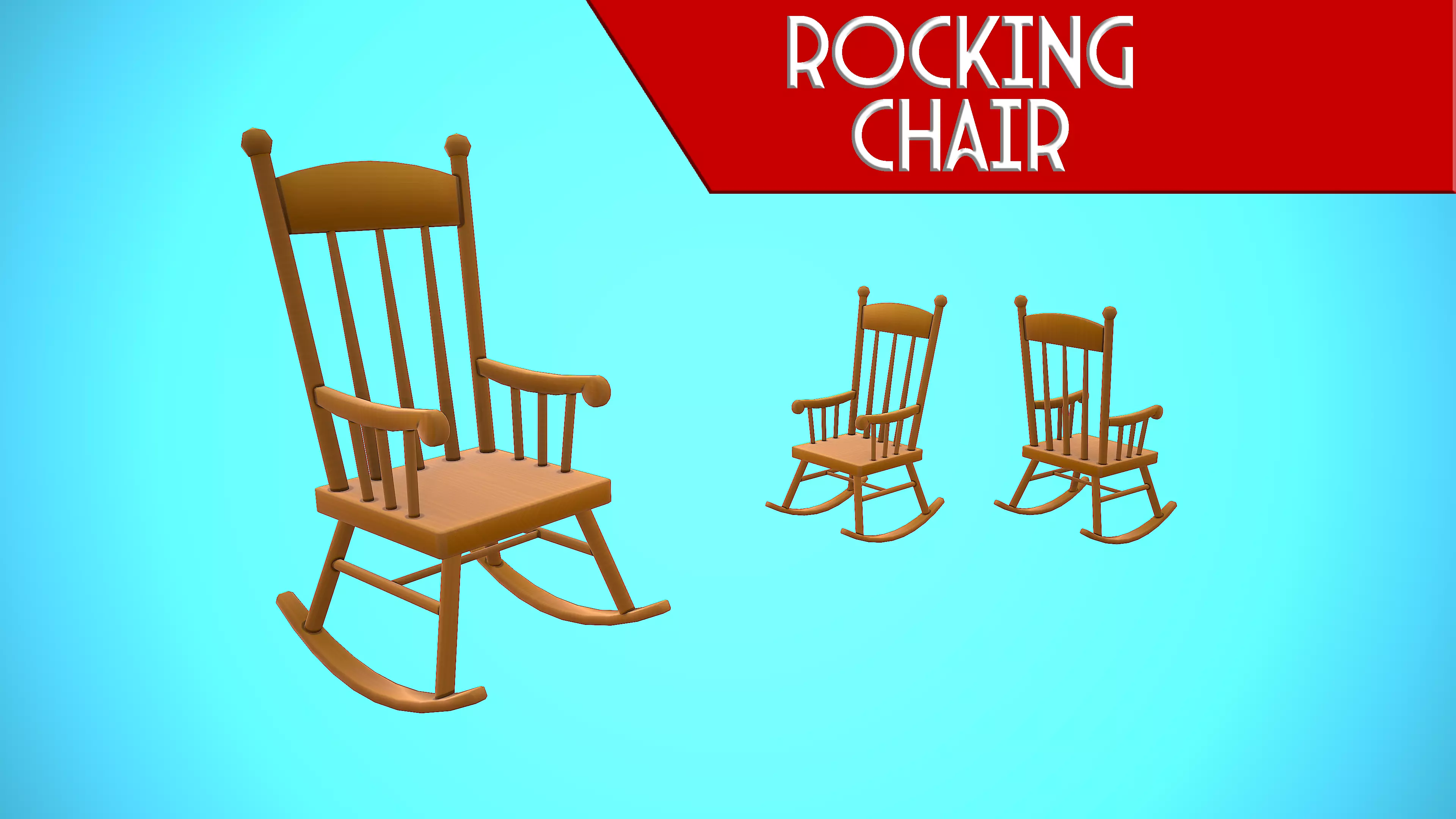 ROCKING CHAIR CARTOON STYLIZED Low-poly 3D model