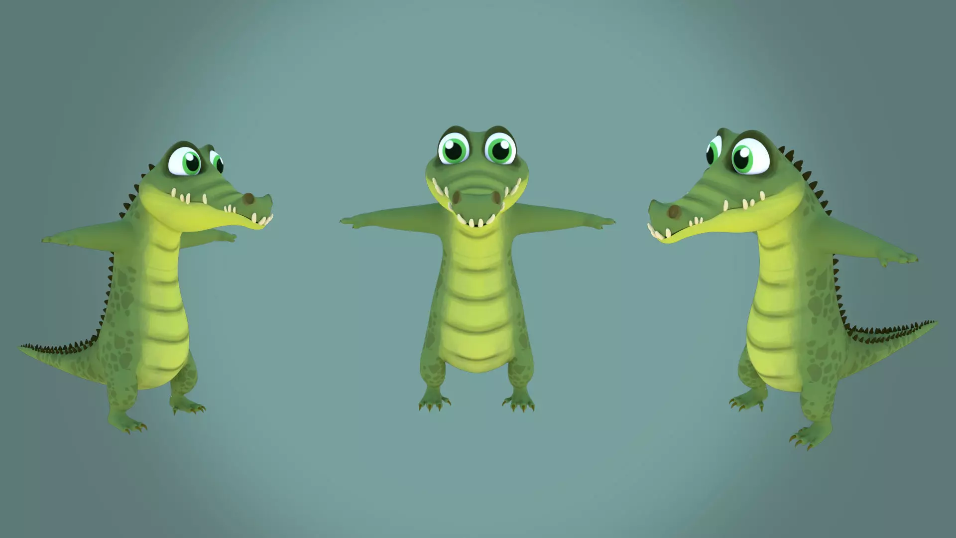 Cartoon Crocodile Character 3D Model Low-poly 3D model_0