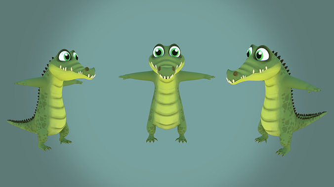 Cartoon Crocodile Character 3D Model Low-poly 3D model