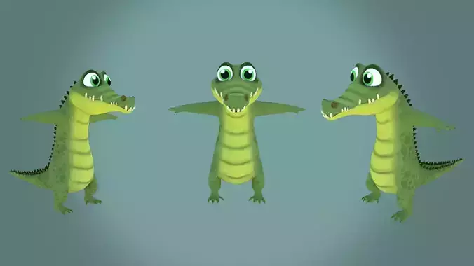 Cartoon Crocodile Character 3D Model