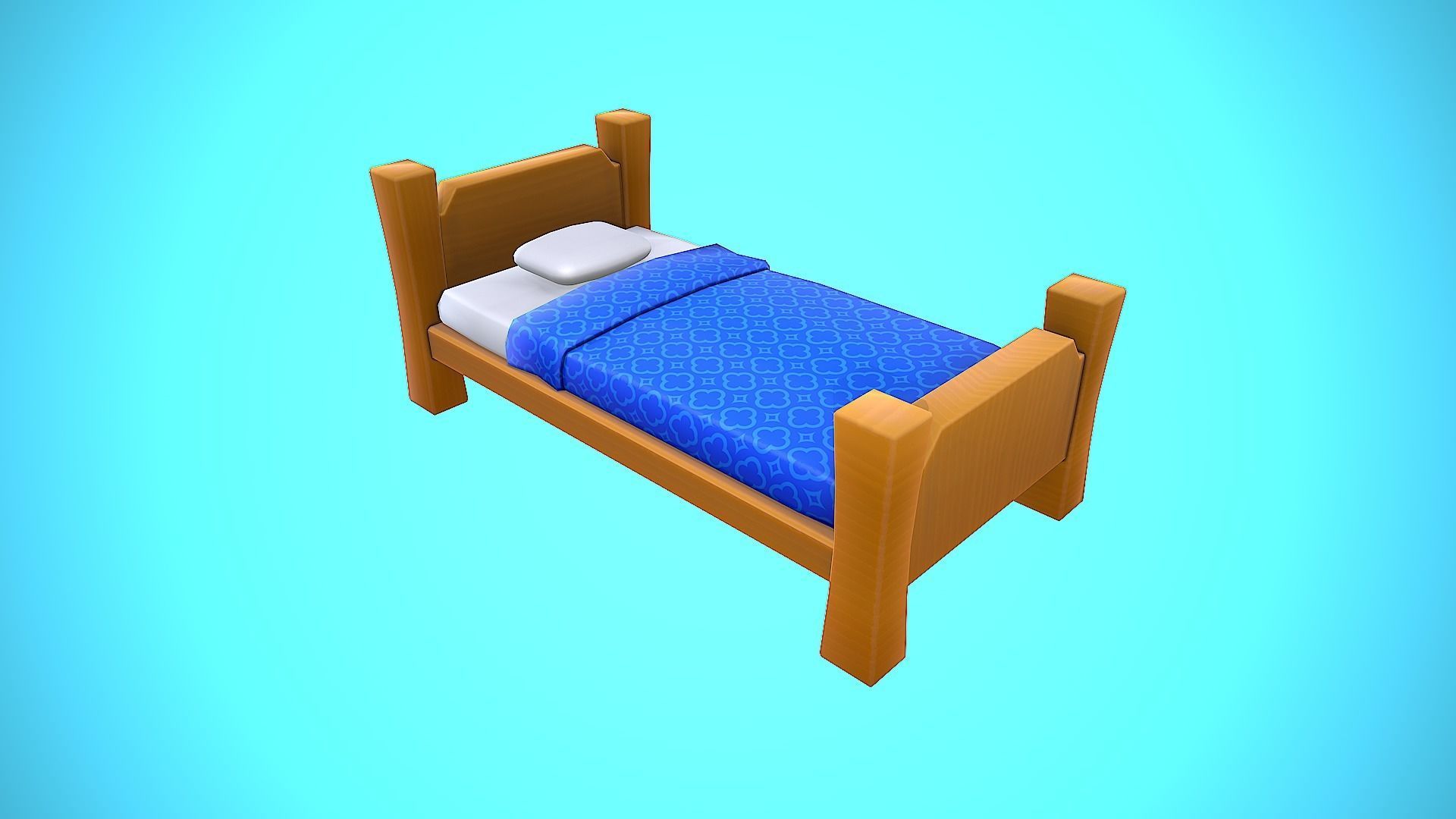 BED CARTOON STYLIZED Low-poly 3D model_5
