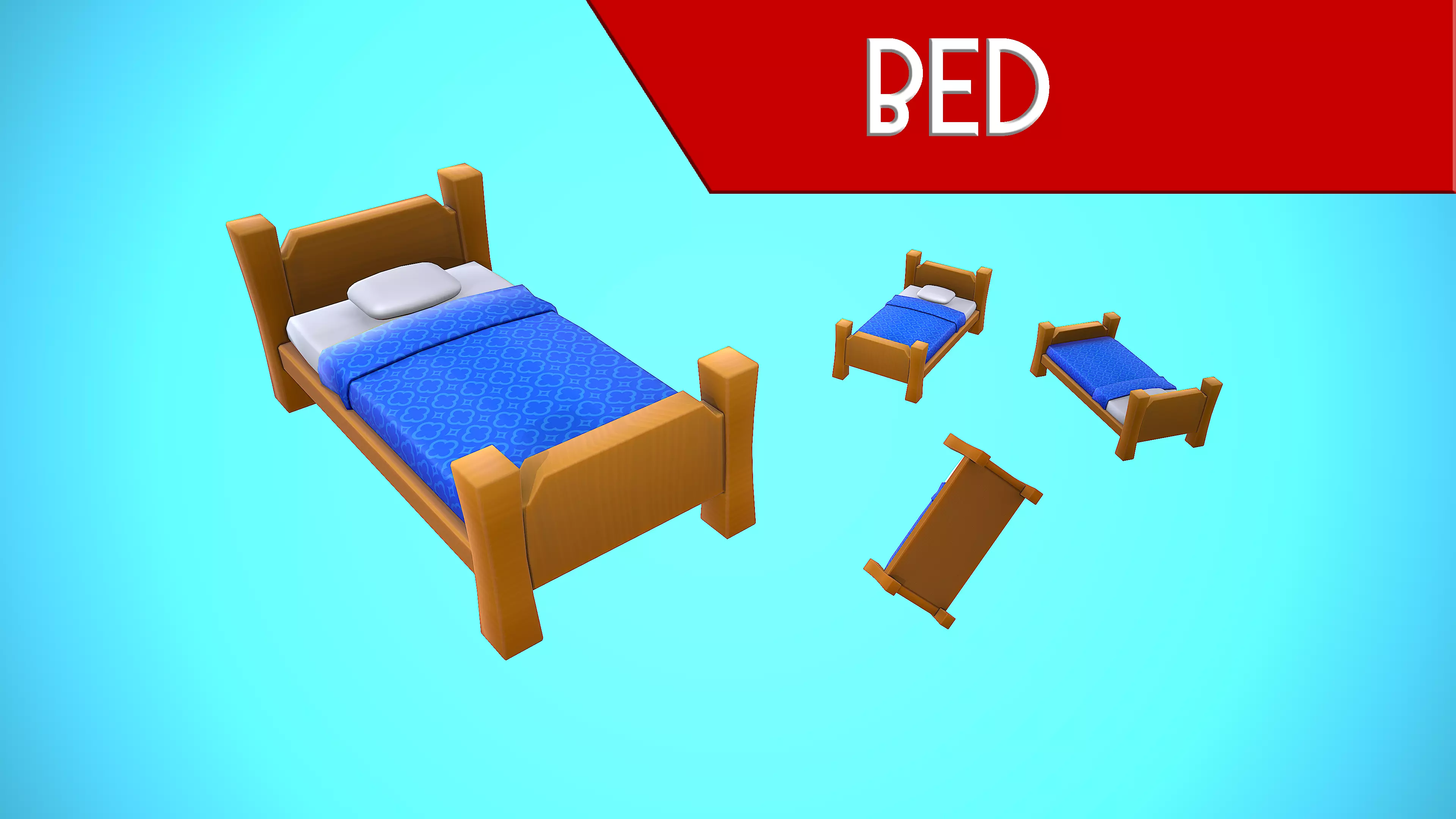 BED CARTOON STYLIZED Low-poly 3D model_0