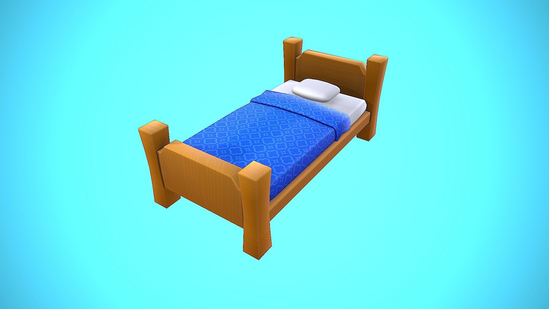 BED CARTOON STYLIZED Low-poly 3D model_8