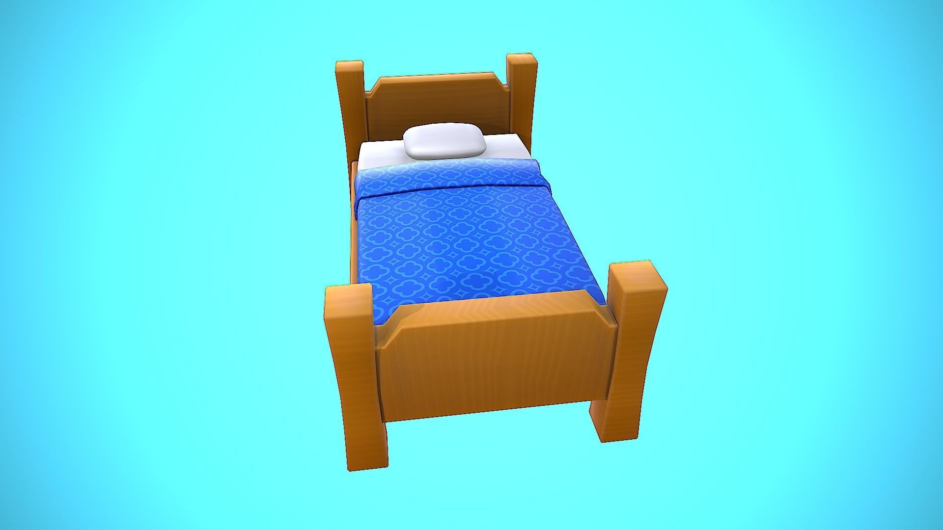 BED CARTOON STYLIZED Low-poly 3D model_7