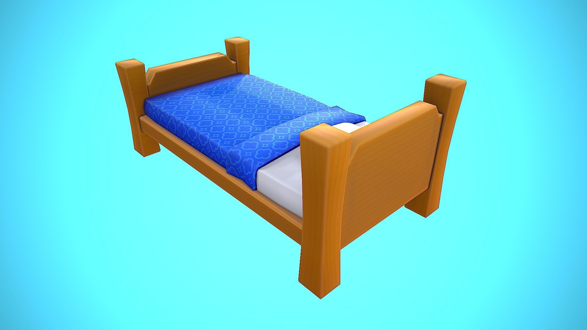 BED CARTOON STYLIZED Low-poly 3D model_9