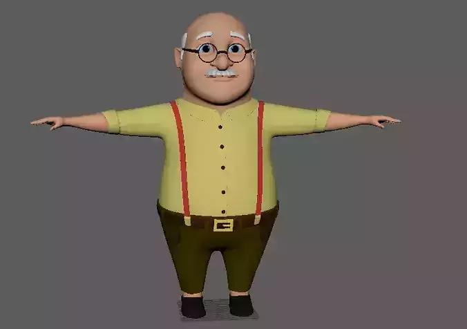 Cartoon Old Man  Character 3D Model