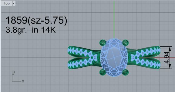 Oval Diamond Split Shank Ring 1859 3D print model_4