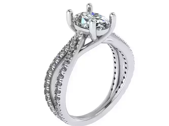 Oval Diamond Split Shank Ring 1859