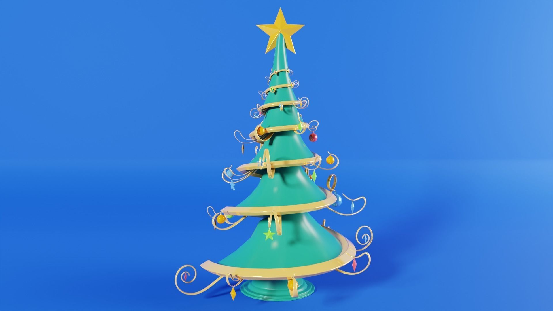 Stylized Christmas Tree and gift boxes 3D model_2