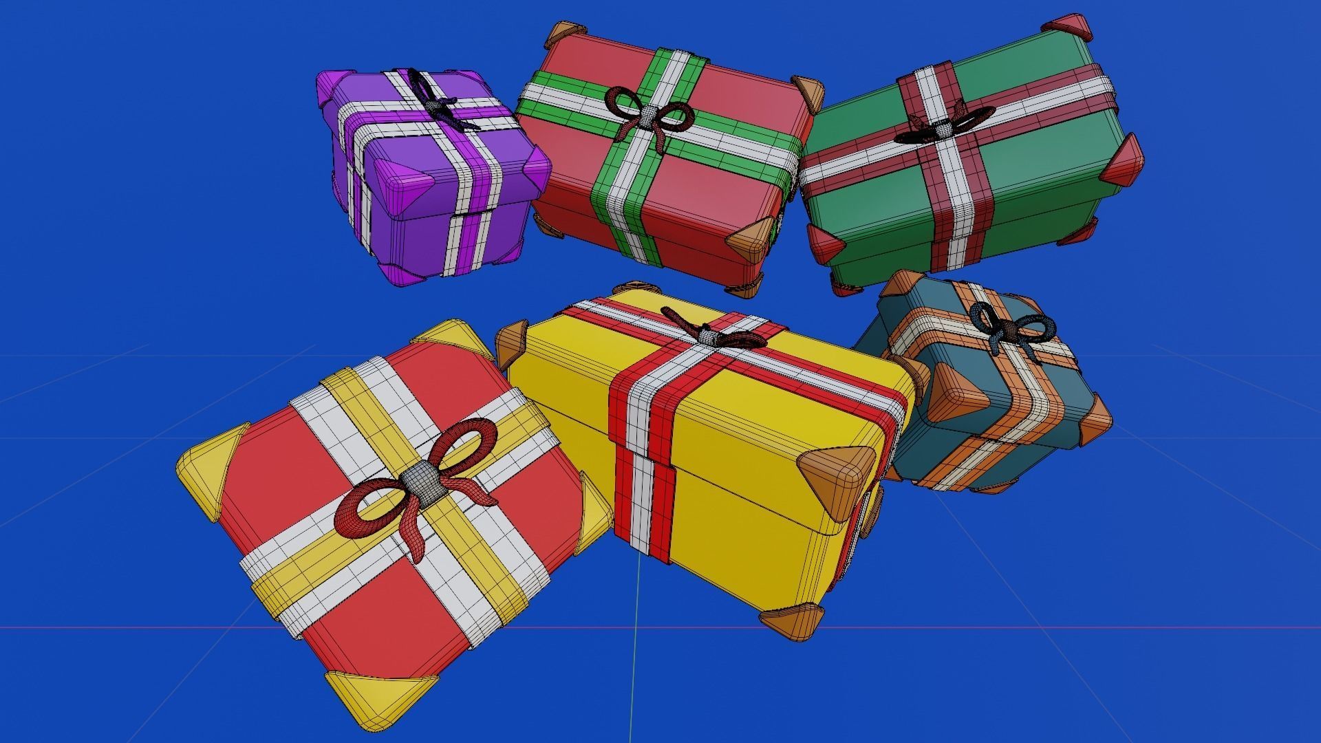 Stylized Christmas Tree and gift boxes 3D model_6
