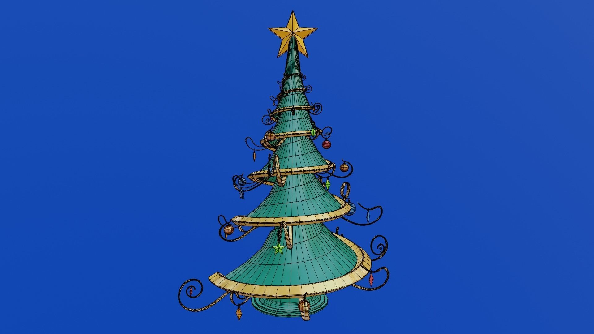 Stylized Christmas Tree and gift boxes 3D model_7