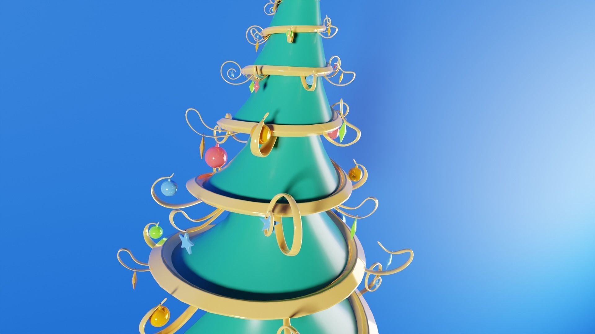 Stylized Christmas Tree and gift boxes 3D model_4