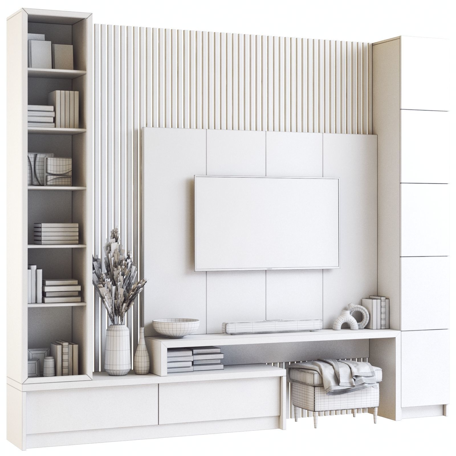 TV wall 8 3D model_2