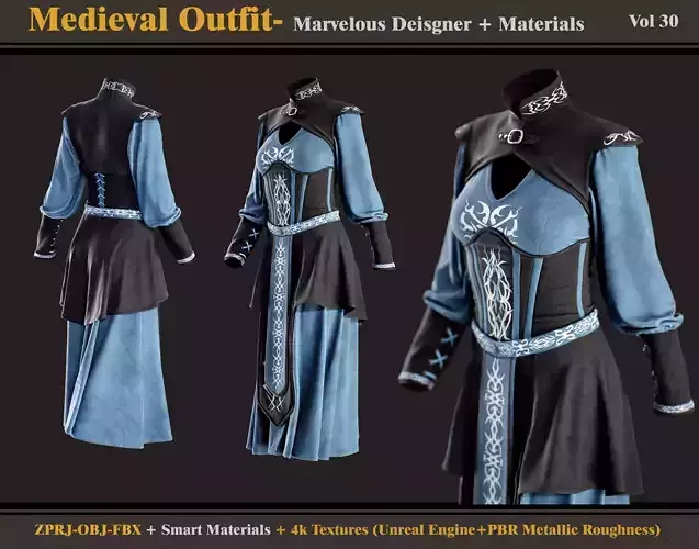 Medieval Outfit- MD- Smart Material - Textures- OBJ - FBX 