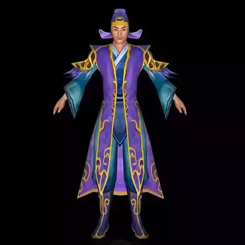 fantasy male magician character Low-poly 3D model