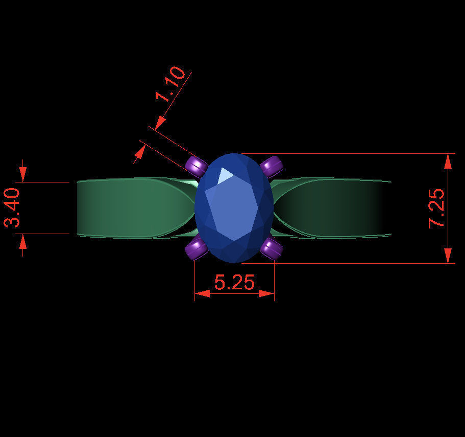 OVAL 0-75-CT Flat Profile Round Shank Width 3-00mm 3D print model_3