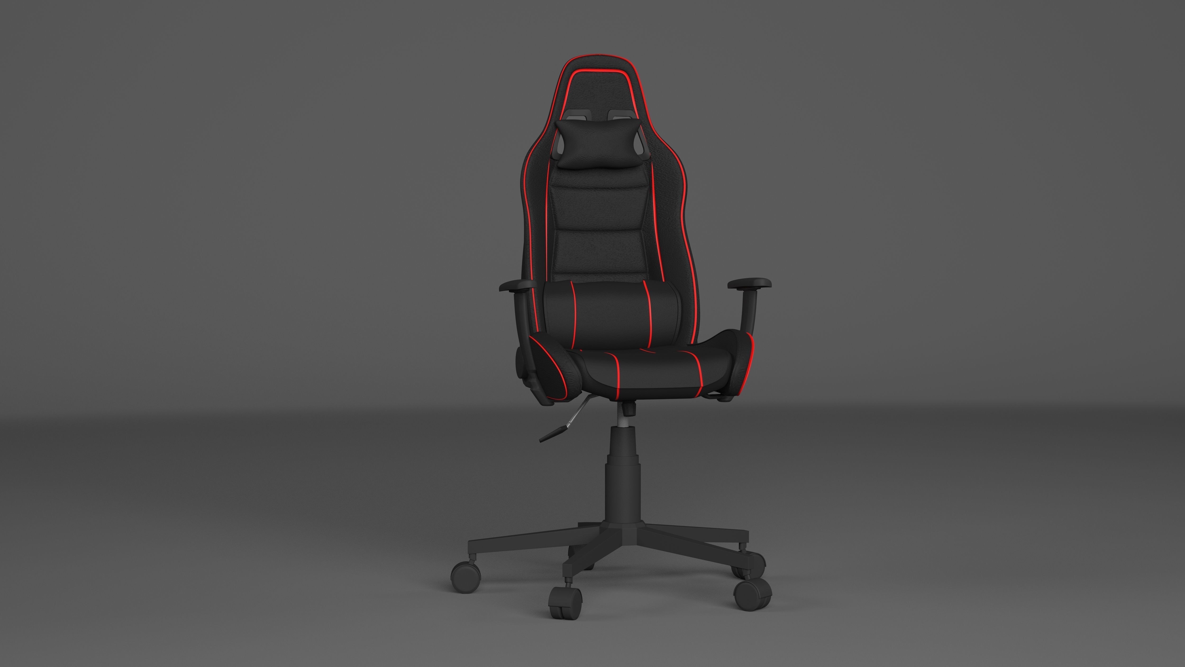 Hard Surface Computer Chair Low-poly 3D model_1