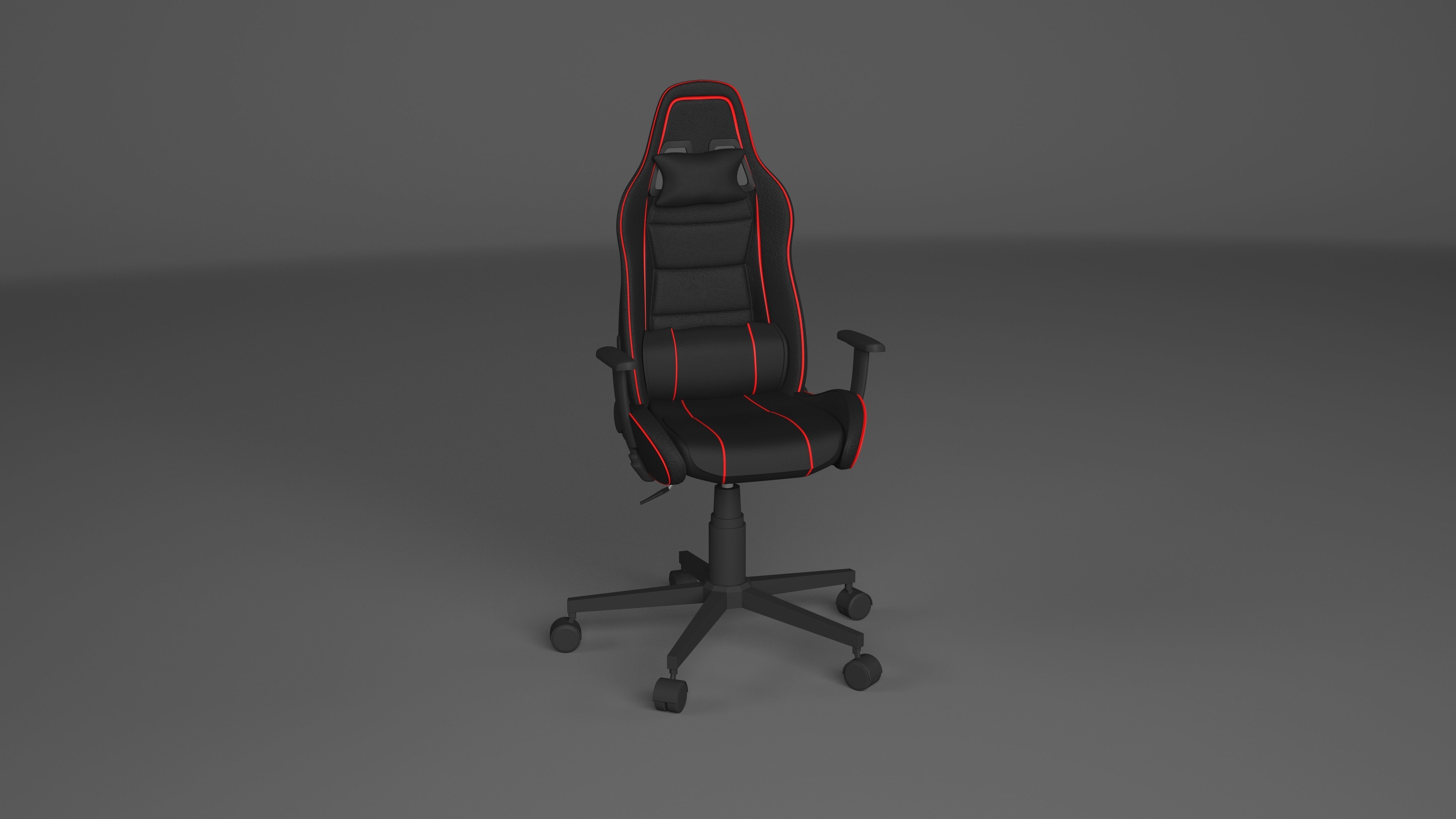 Hard Surface Computer Chair Low-poly 3D model_2