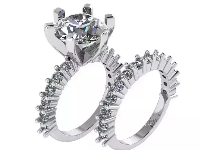 Peg Setting Ring With Band 1868