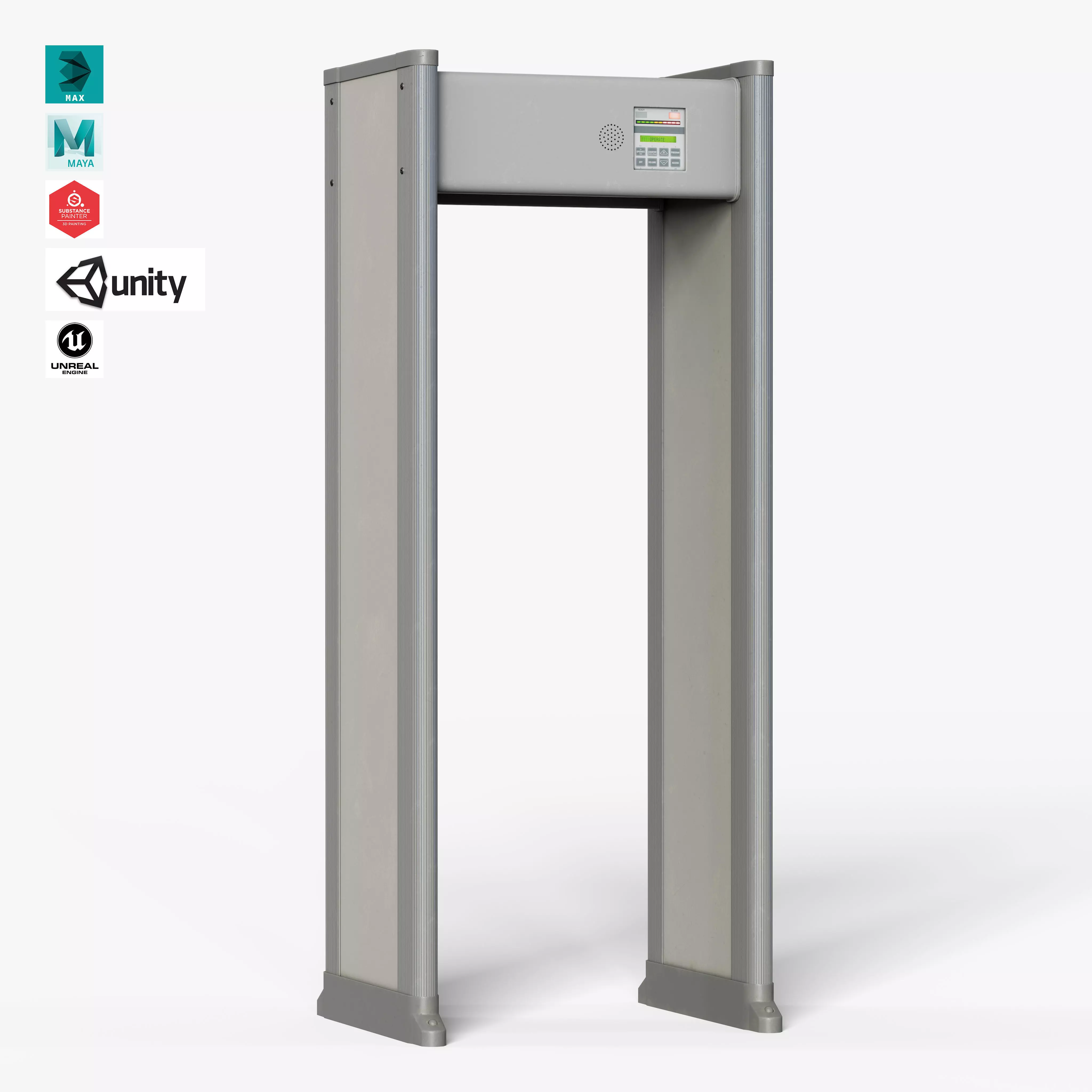Metal Detector Walk Through Low-poly 3D model_0