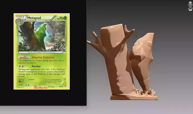 Metapod against tree Pokemon OBJ STL 3D print model