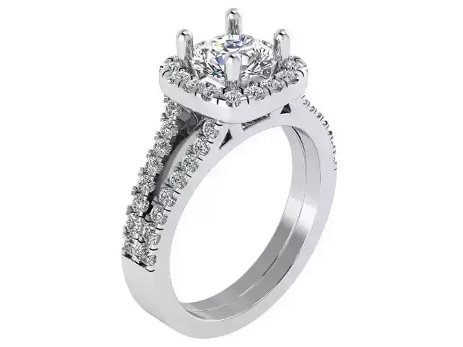 Square Halo Split Shank Ring 1882