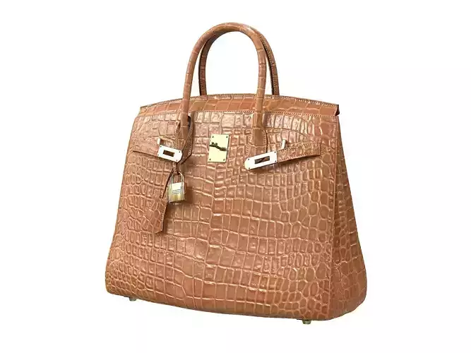 Hermes Birkin Bag Brown Alligator Low-poly 3D model
