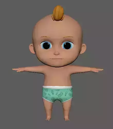 Cartoon Cute Little Baby Toddler 3D Model