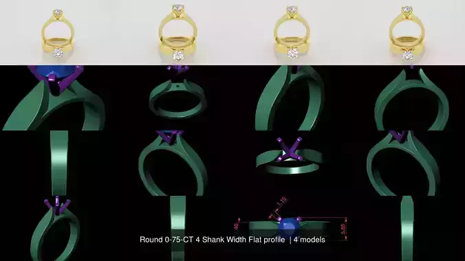 Round 0-75-CT 4 Shank Width Flat profile 