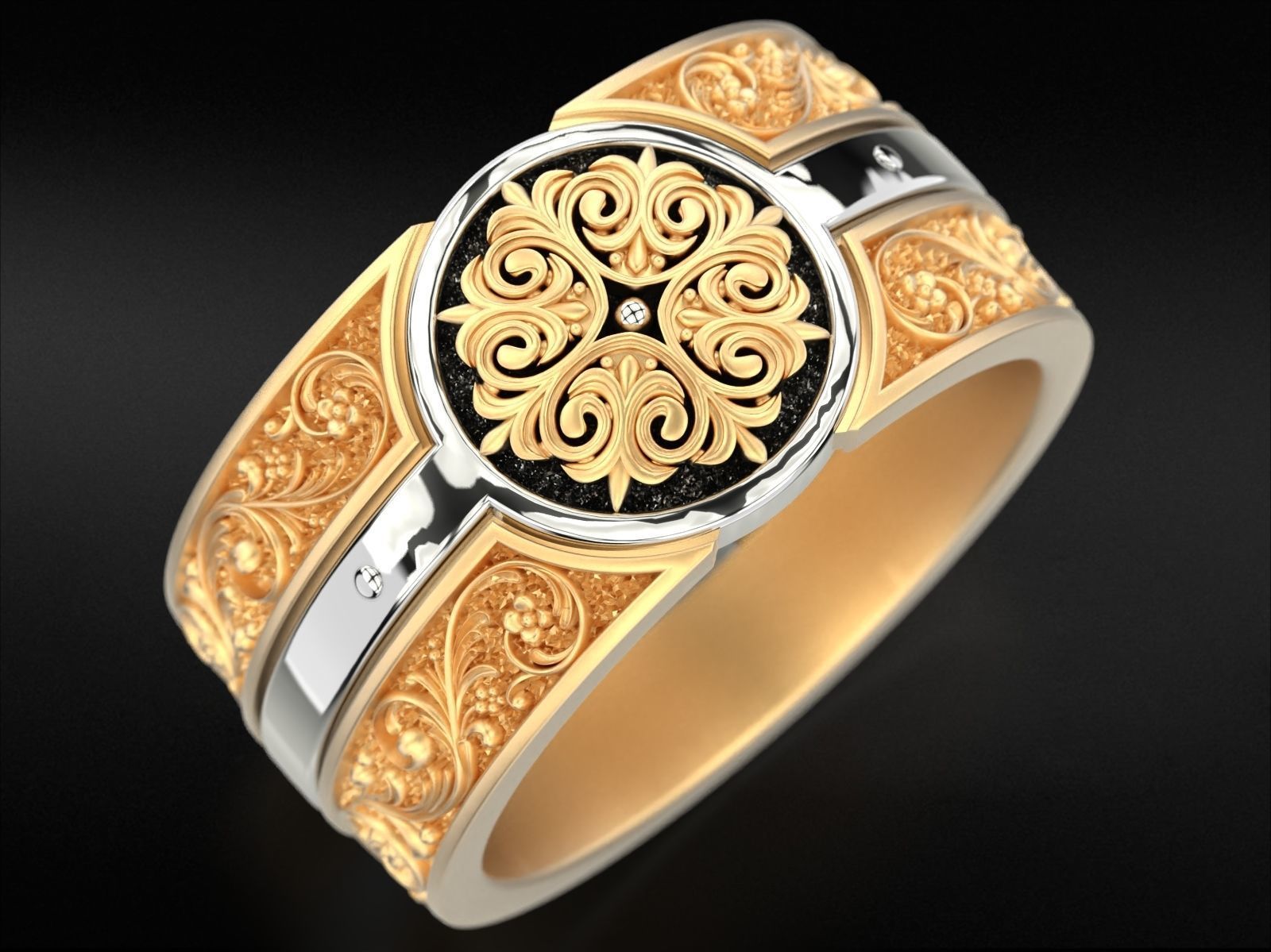 Vintage ring with old style patterns 796 3D print model_12