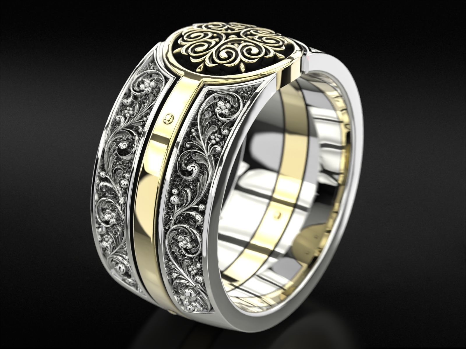 Vintage ring with old style patterns 796 3D print model_4