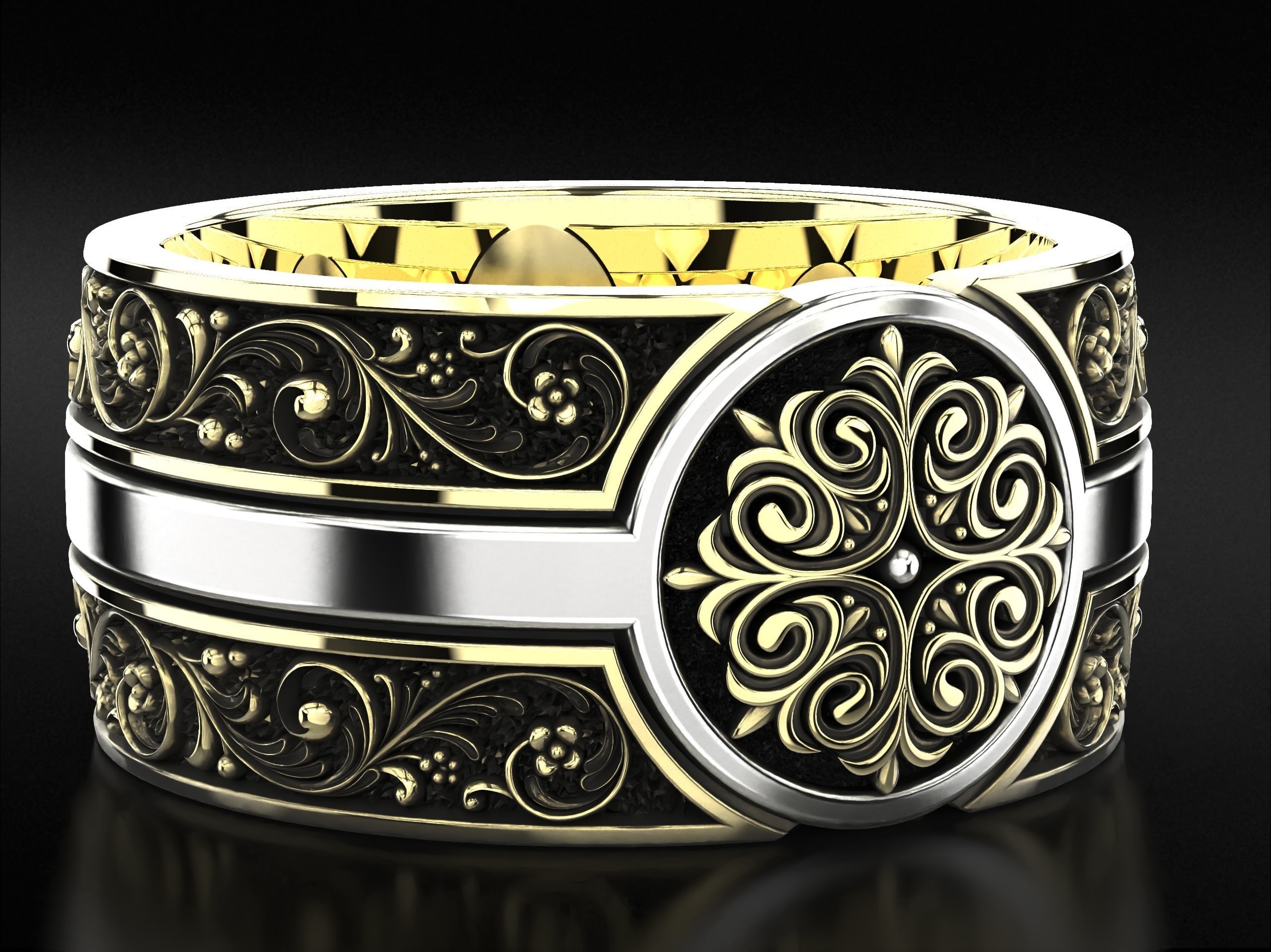 Vintage ring with old style patterns 796 3D print model_1