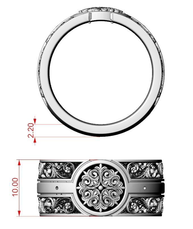 Vintage ring with old style patterns 796 3D print model_14