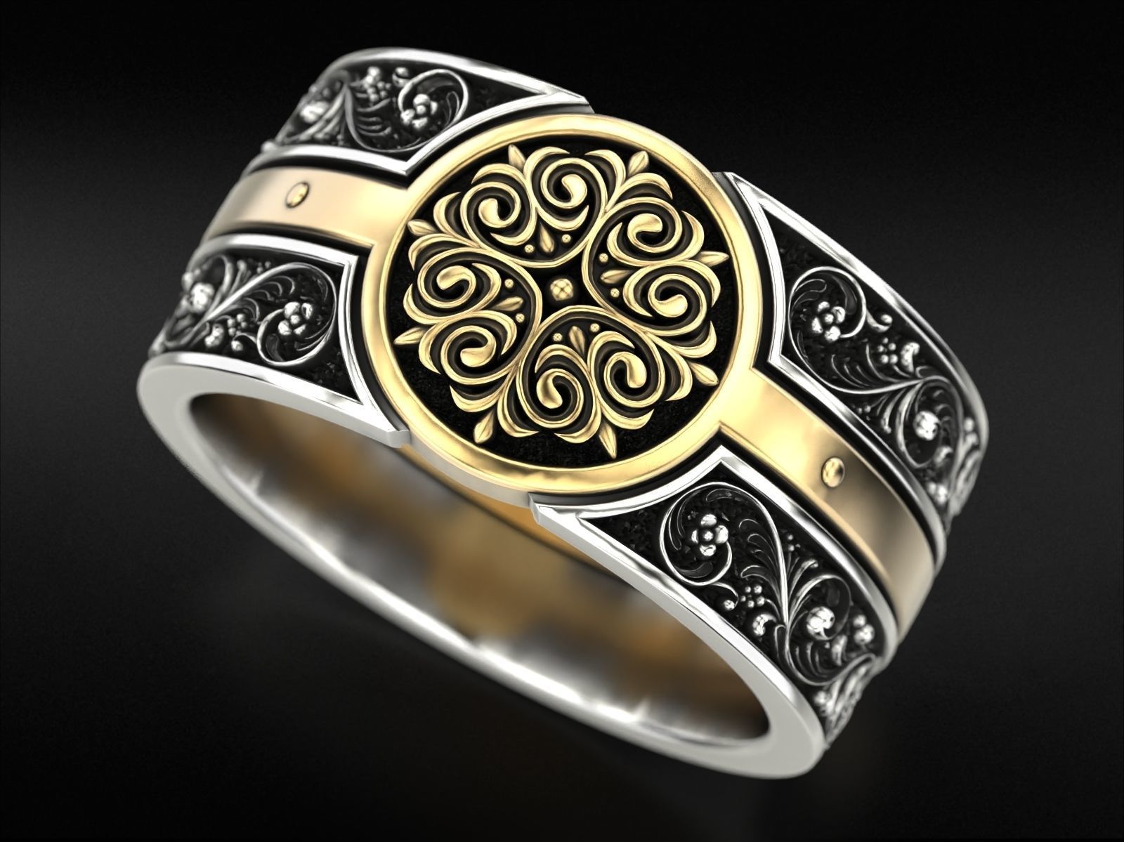 Vintage ring with old style patterns 796 3D print model_7