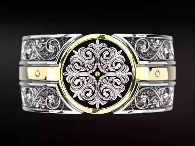 Vintage ring with old style patterns 796