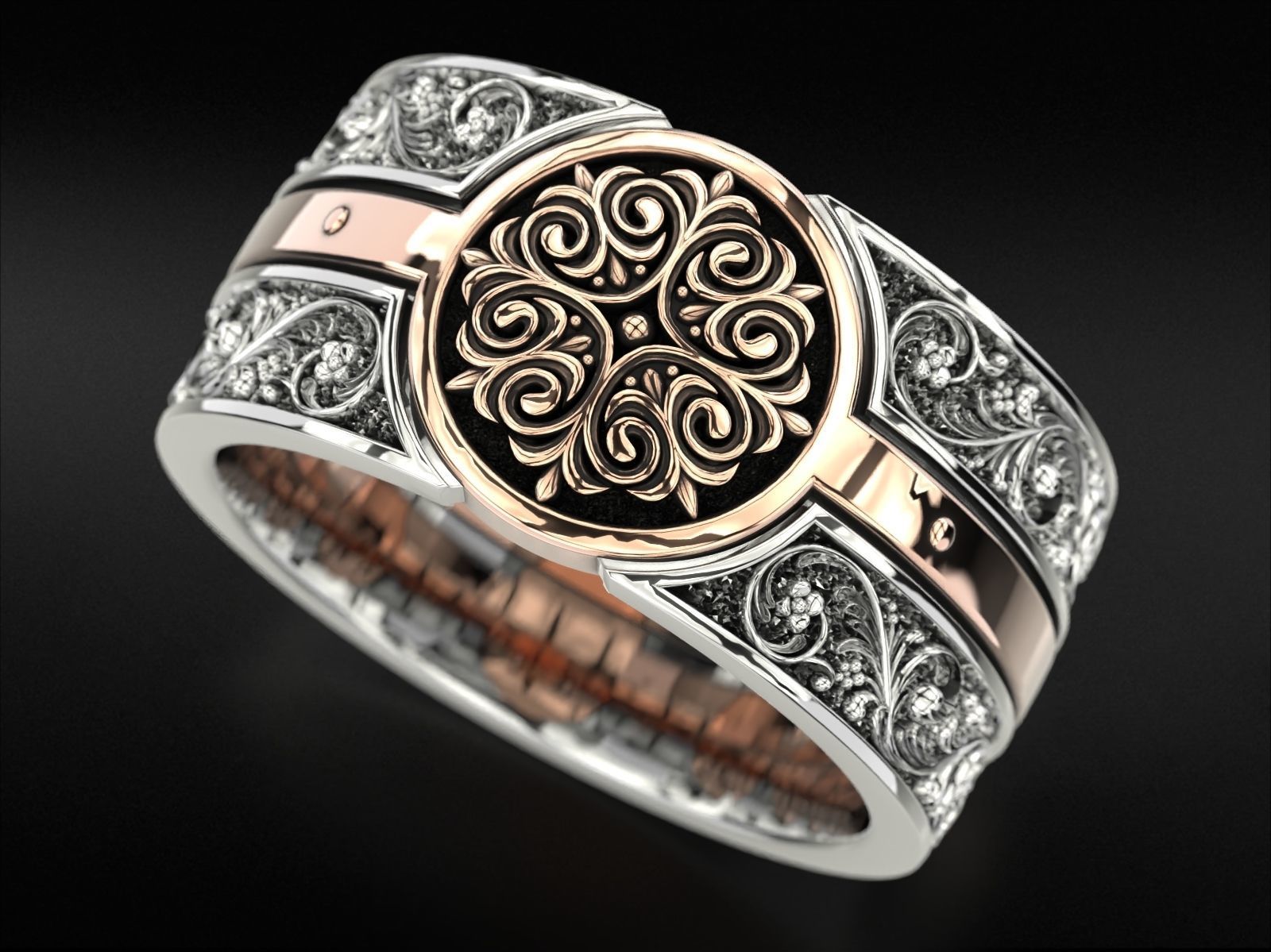 Vintage ring with old style patterns 796 3D print model_8