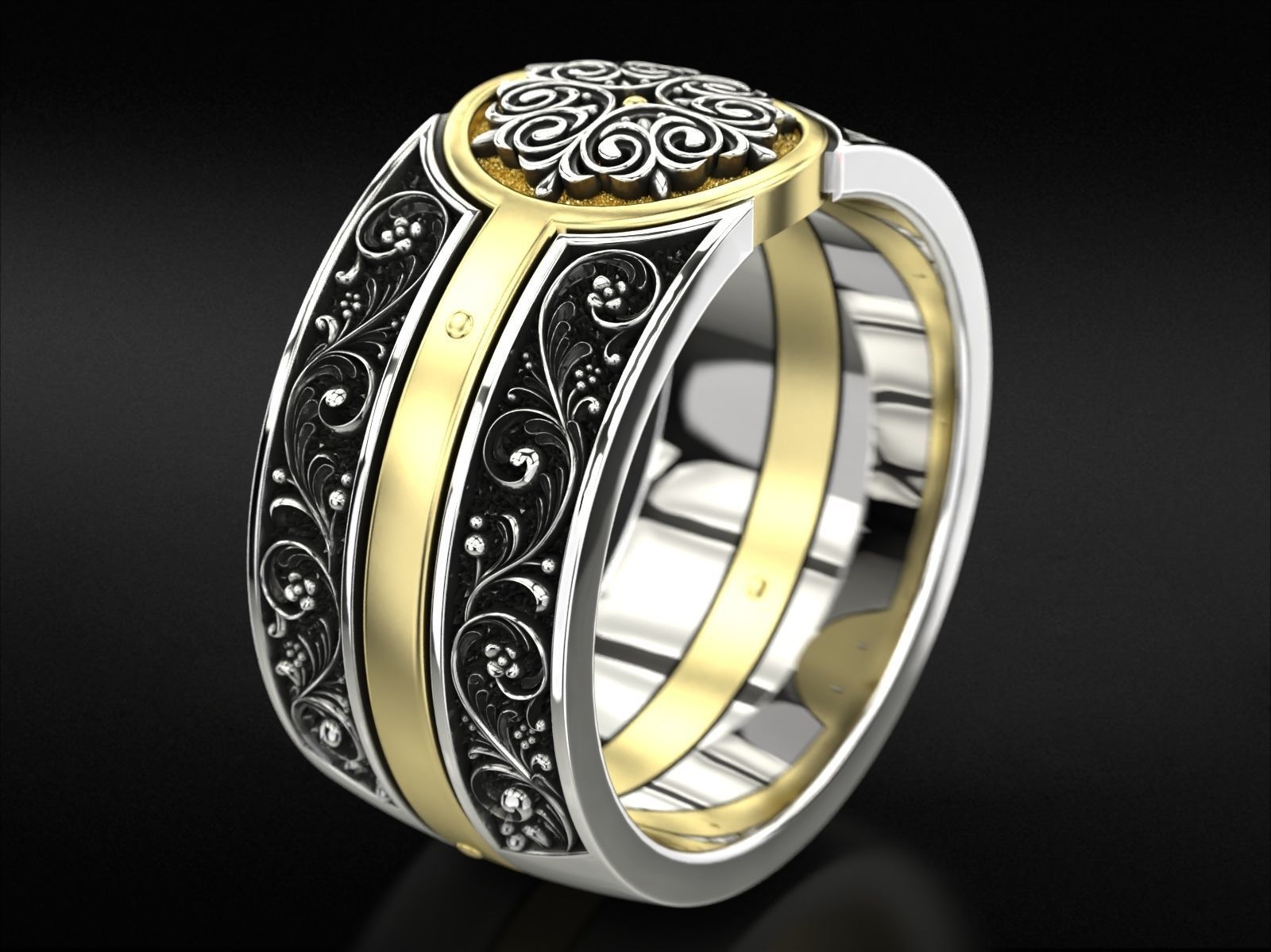 Vintage ring with old style patterns 796 3D print model_2