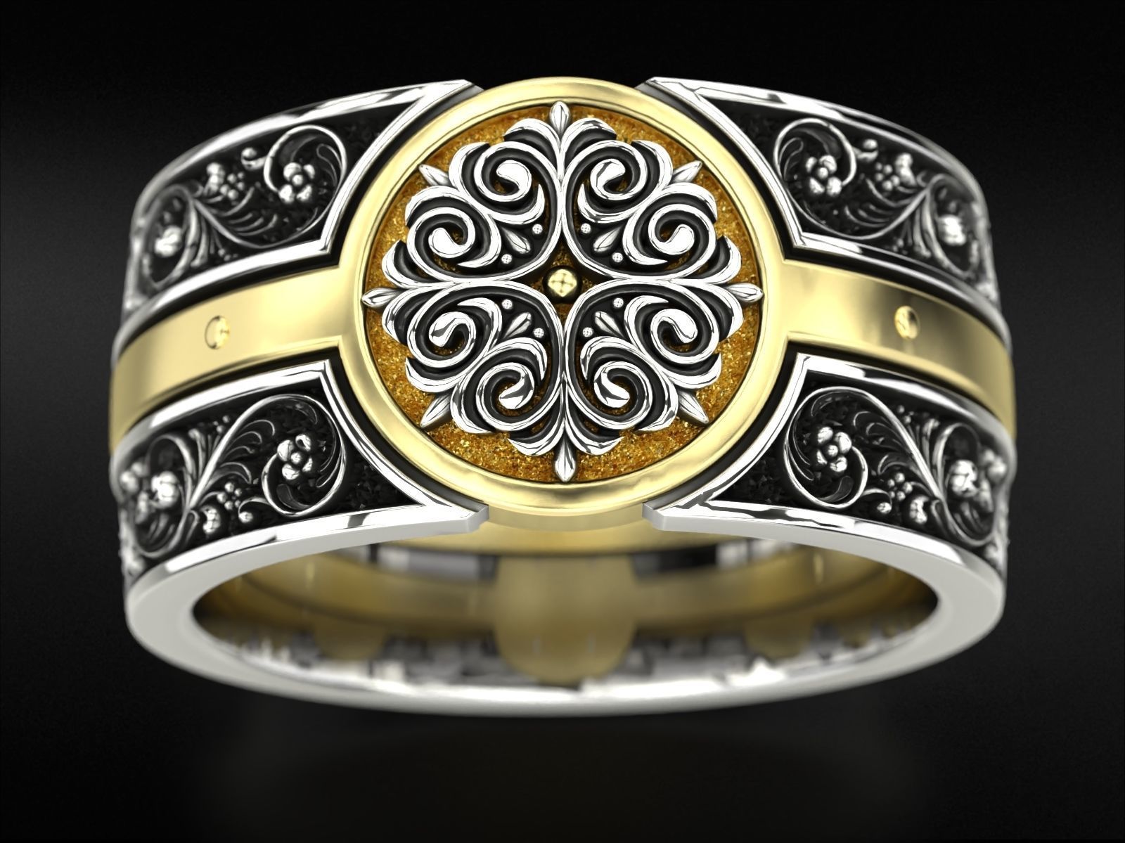 Vintage ring with old style patterns 796 3D print model_3