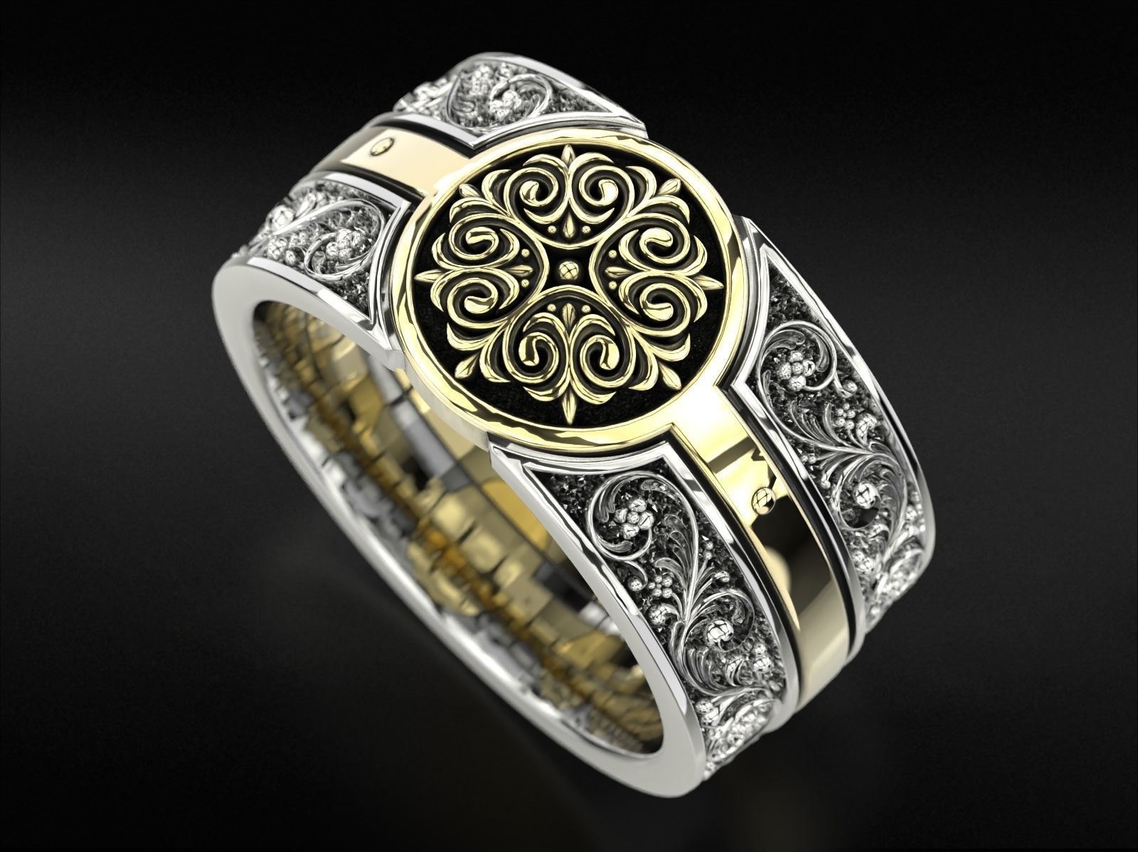 Vintage ring with old style patterns 796 3D print model_5