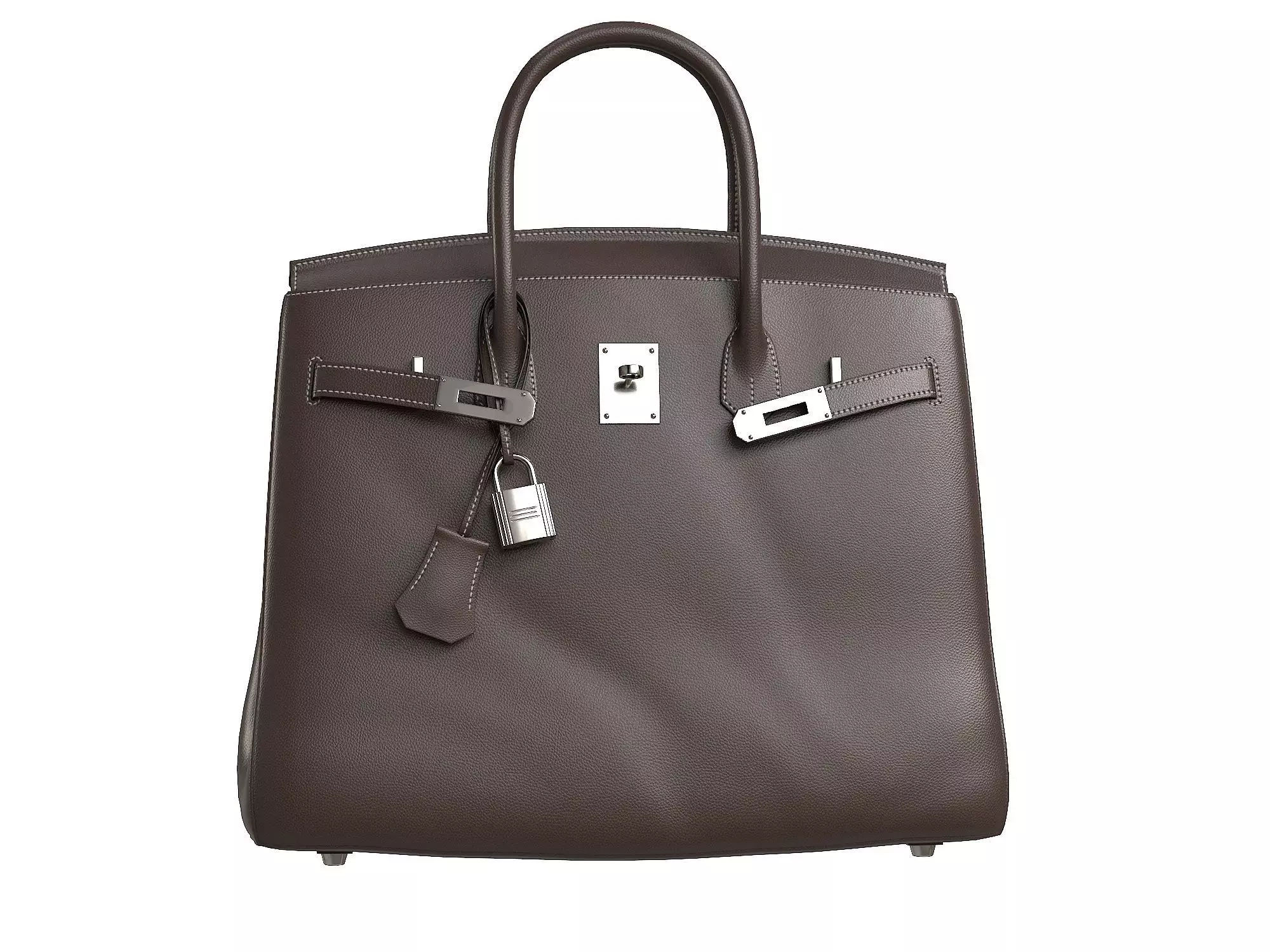 Hermes Birkin Bag Dark Brown Leather Low-poly 3D model
