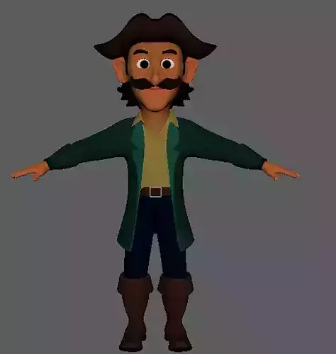 Cartoon Musketeer  Character 3D Model Low-poly 3D model