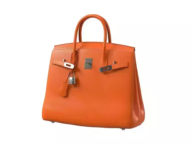 Hermes Birkin Bag Orange Leather Low-poly 3D model